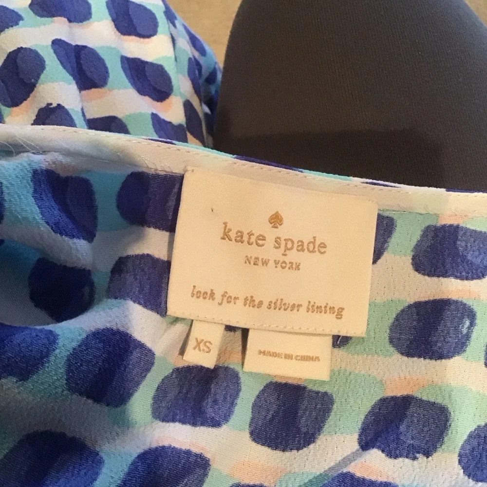 Kate Spade New York Island Stamp Aventure Blue Multi Tie‎ Back knee Dress XS